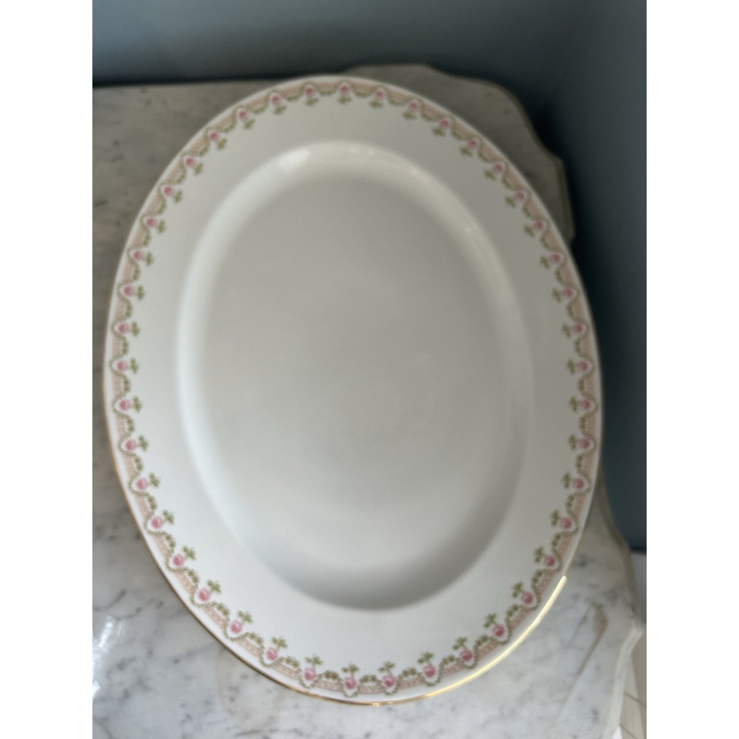 Wm Guerin Limoges Platter 18” Pink Rose Oval Serving Dish GEU19 France Vintage
