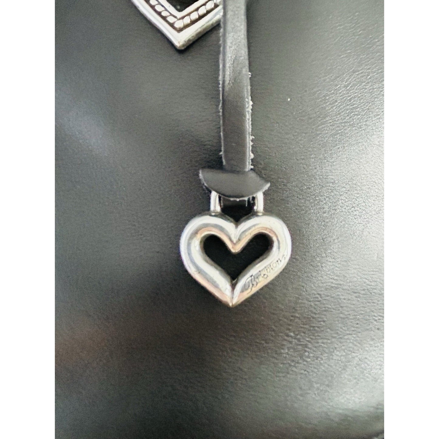 Vintage Brighton Black Leather Caroline Bucket Bag Purse Hearts Brown Croc Tote