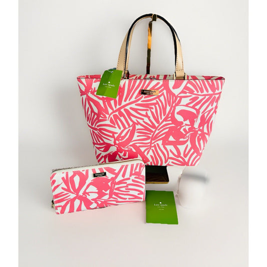 Kate Spade Jules Grant Street Juno Satchel & Wallet Palms Pink Tropical Bag Mini New With Tags