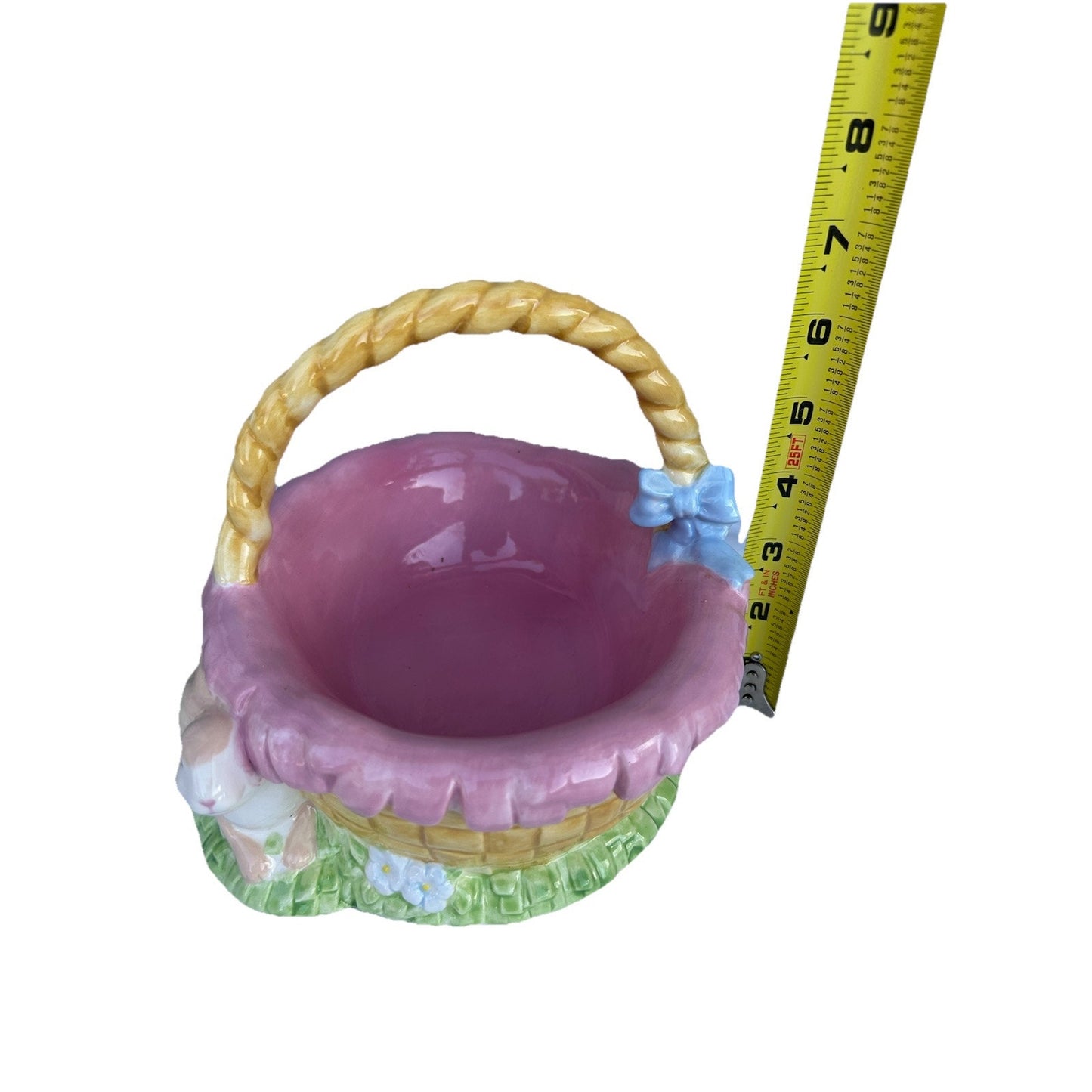 Lot of 3 Ceramic Easter Candy Dishes 2 Baskets and 1 Jelly Bean Lid Dish Bundle