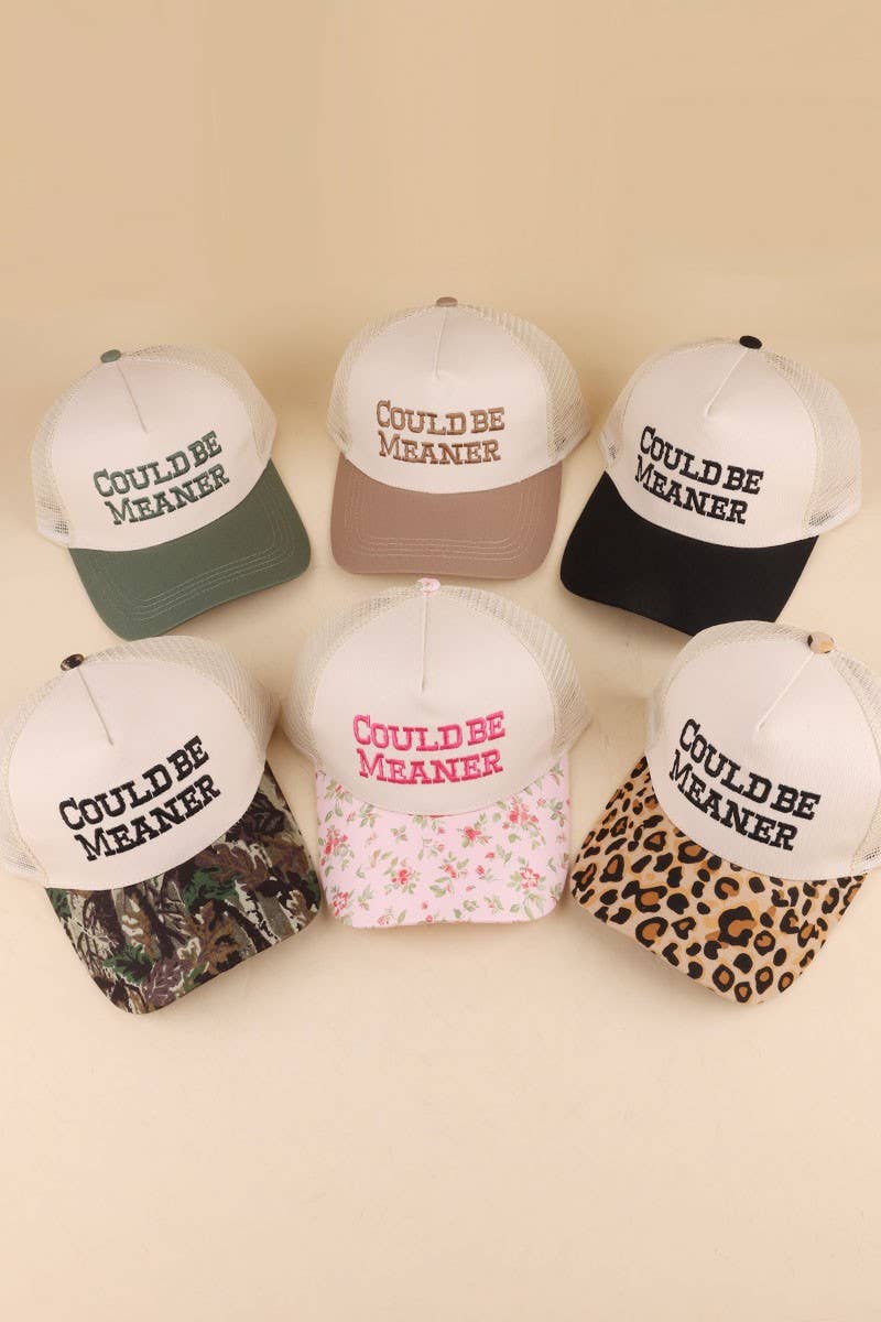 Could Be Meaner Two Tone Mesh Snapback Hat: CAMO / 1(ONE SIZE)