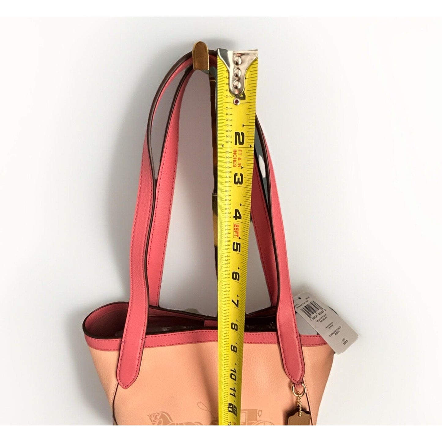 Coach Leather Tote 27 Bag Pink Peach Fading Blush C5775 Horse Carriage Colorblock Peach