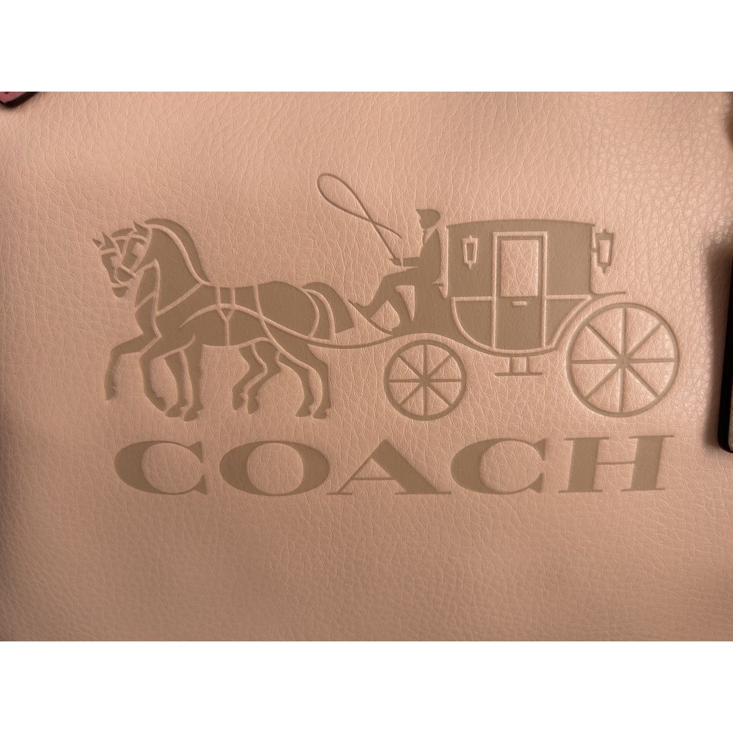 Coach Leather Tote 27 Bag Pink Peach Fading Blush C5775 Horse Carriage Colorblock Peach