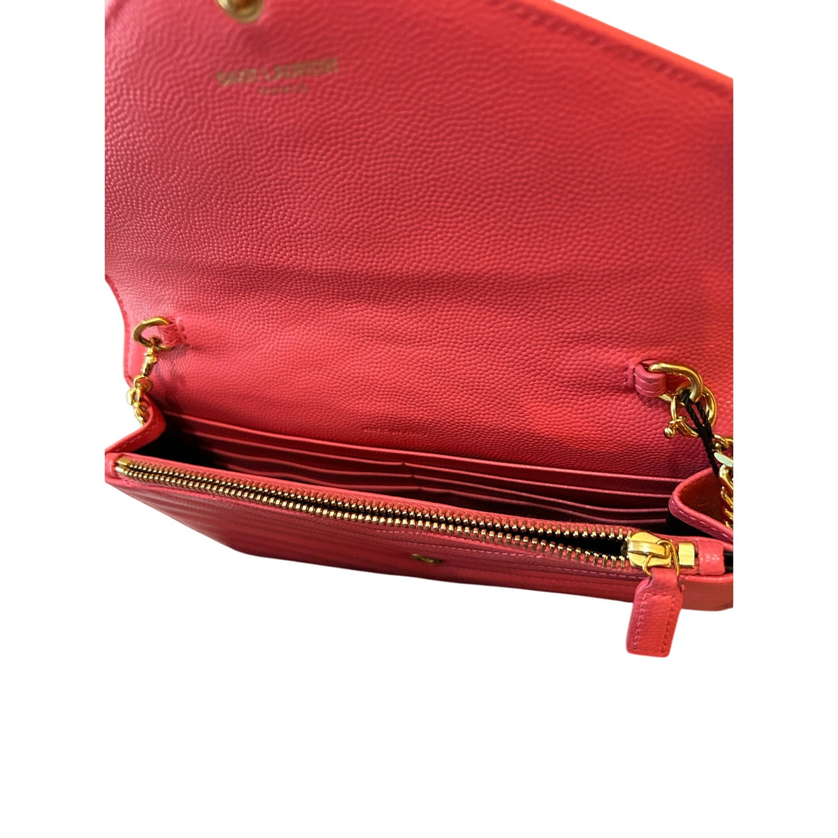YSL Saint Laurent Grain De Poudre Matelasse Chevron Pink Leather Cross Body Bag