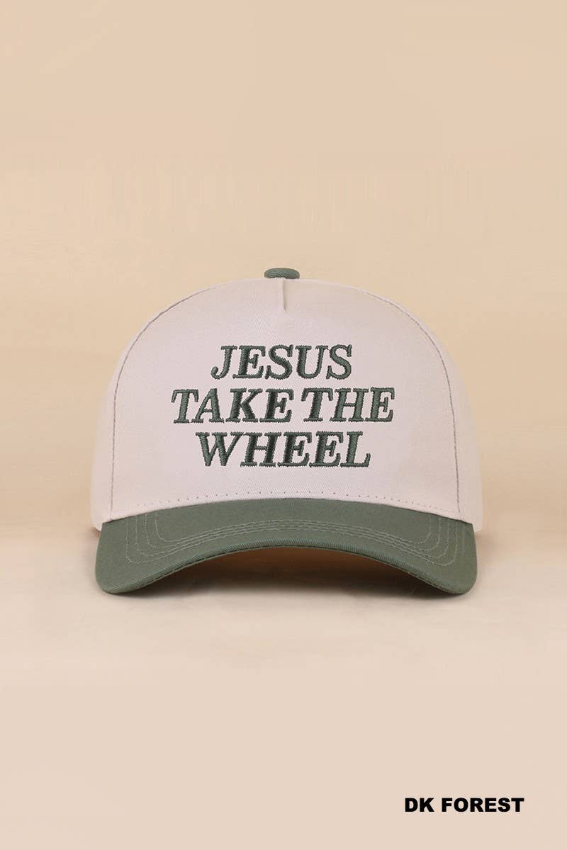 Jesus Take The Wheel Two Tone Snapback Hat: LEOPARD / 1(ONE SIZE)