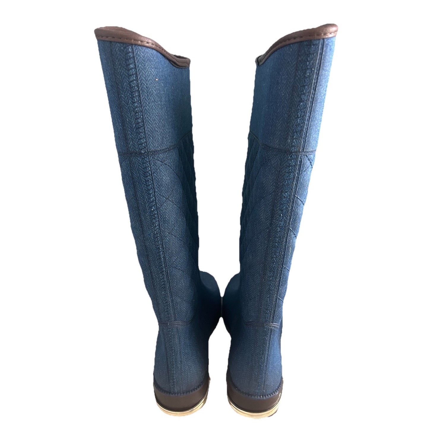 Ulan Rainy Steps Women’s Size 10 Tall Rain Boots Quilted Macys Jessie Denim New Condition