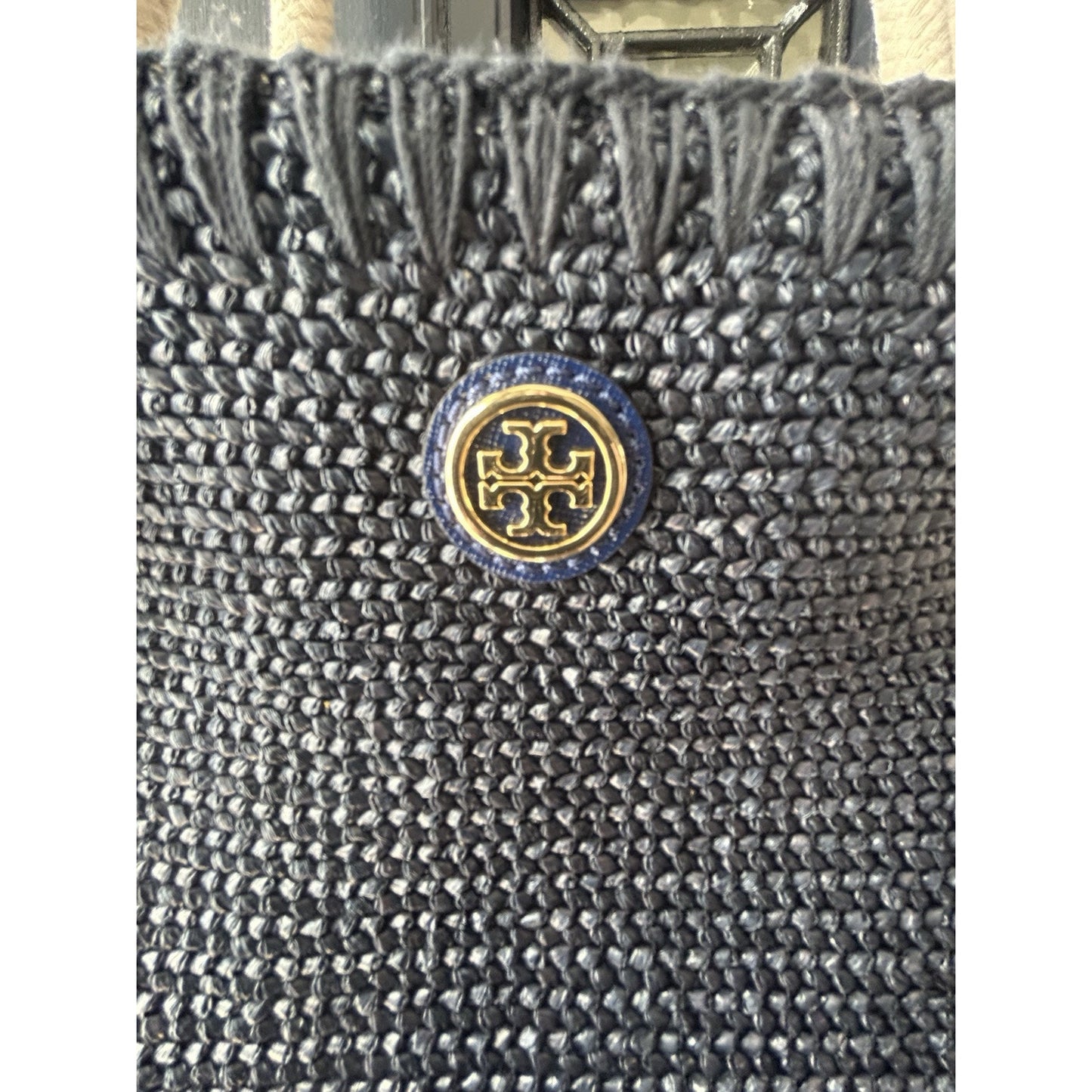 NWT Tory Burch Knotted Whale Tote Navy Blue Handbag Beach Pool Vacation Bag Rare