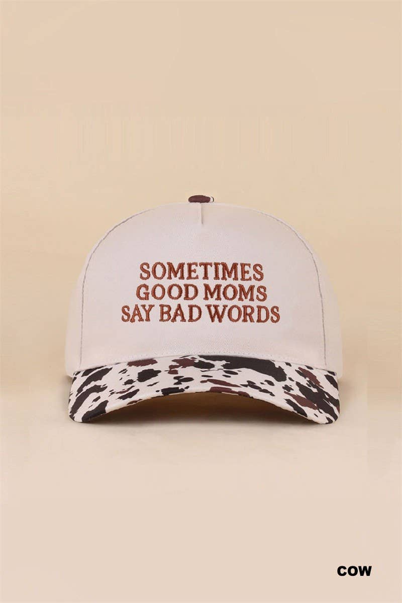 Sometimes Good Mom Say Bad Words Two Tone Snapback Hat: LEOPARD / 1(ONE SIZE)