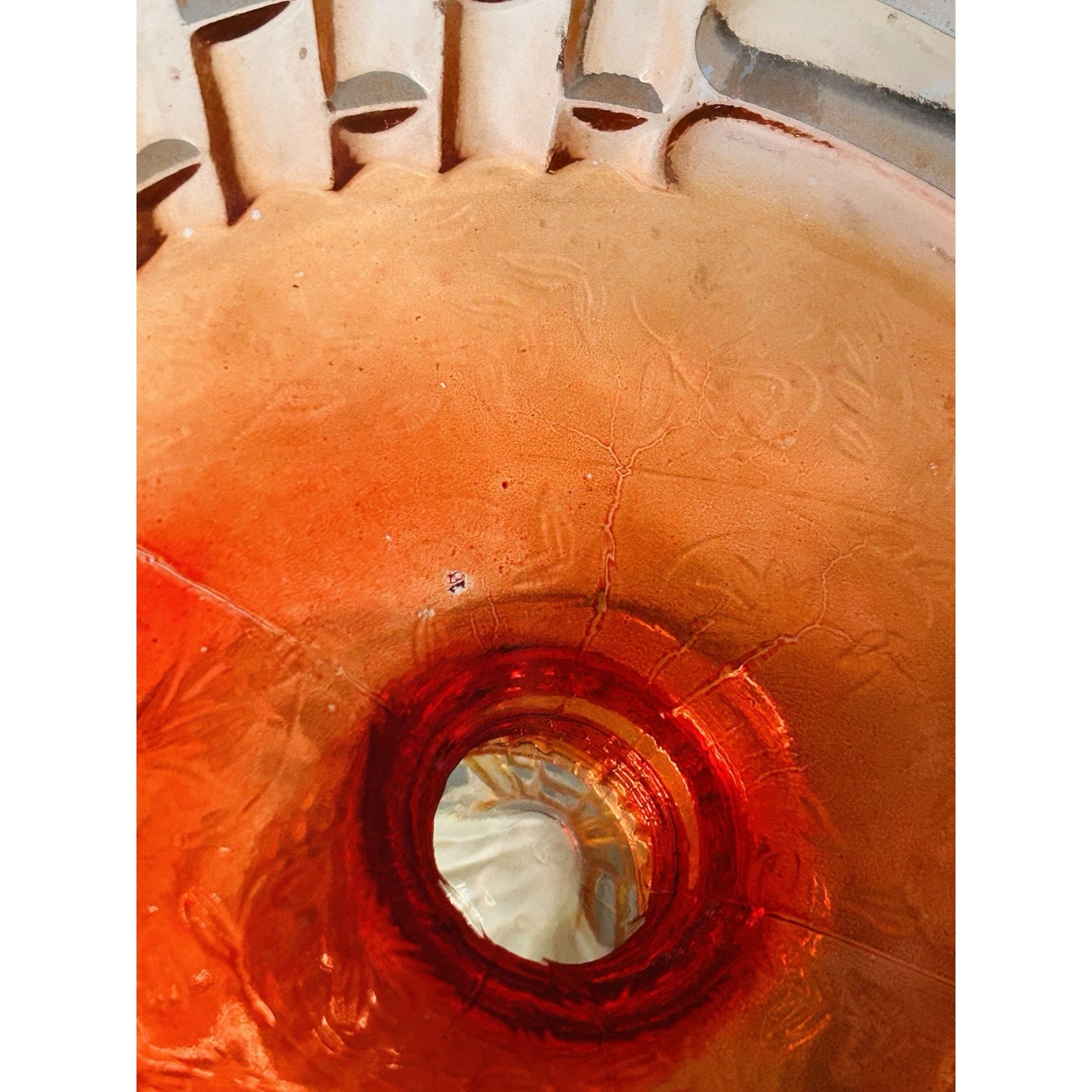 Glows Jeannette Glass Amberina Louisa Pedestal Footed Bowl Compote Ombre 1950s