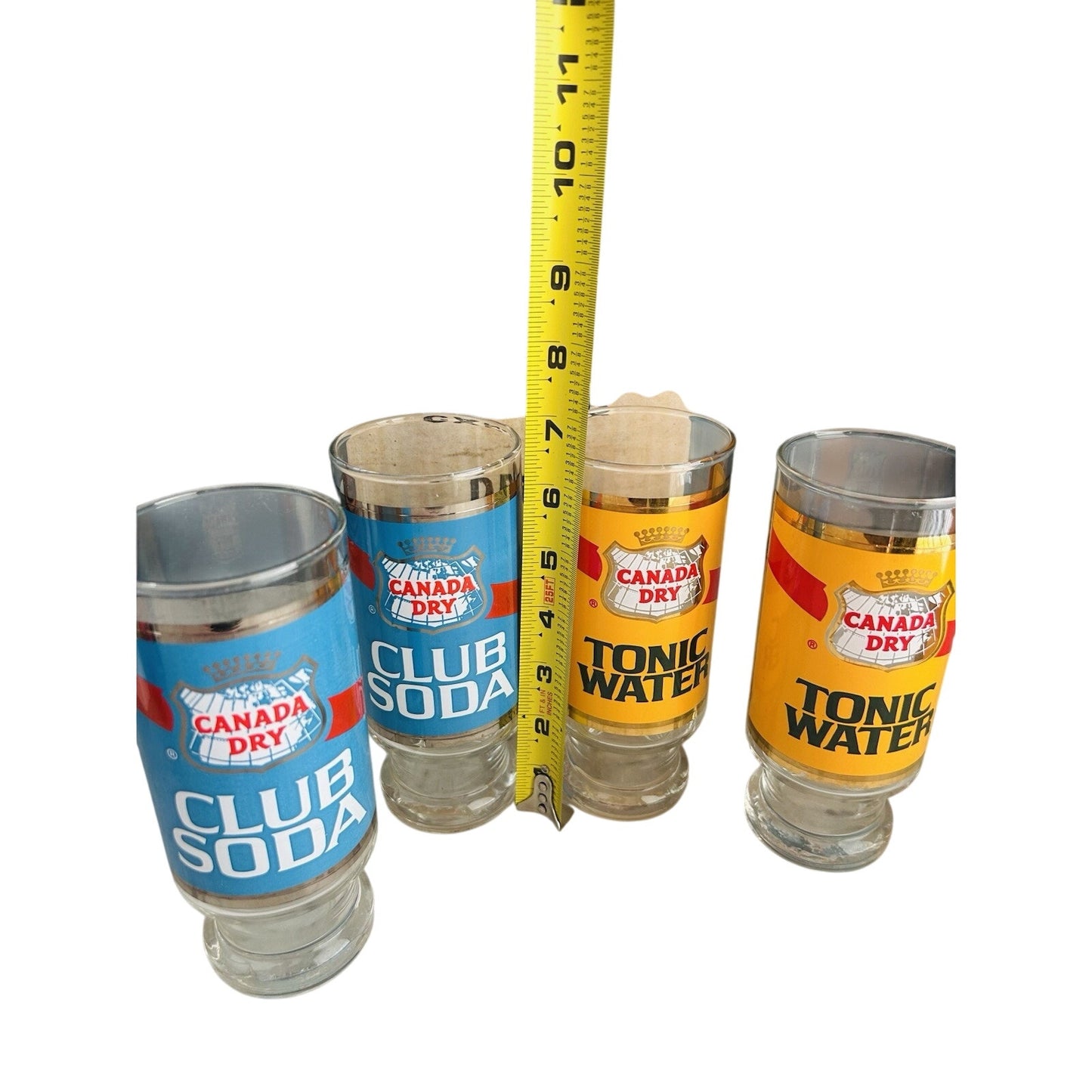 Canada Dry Club Soda Tonic Water 7” Glass Tumblers Vintage NIB New Old Stock