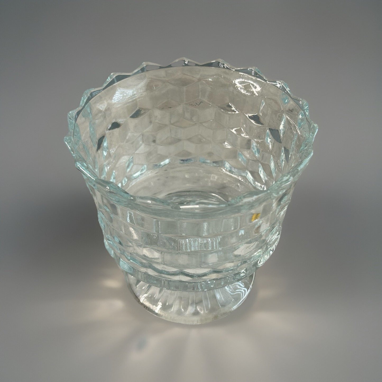 Fostoria American Footed Trifle Bowl 1950’s Cubed Pattern Vintage 6" Compote