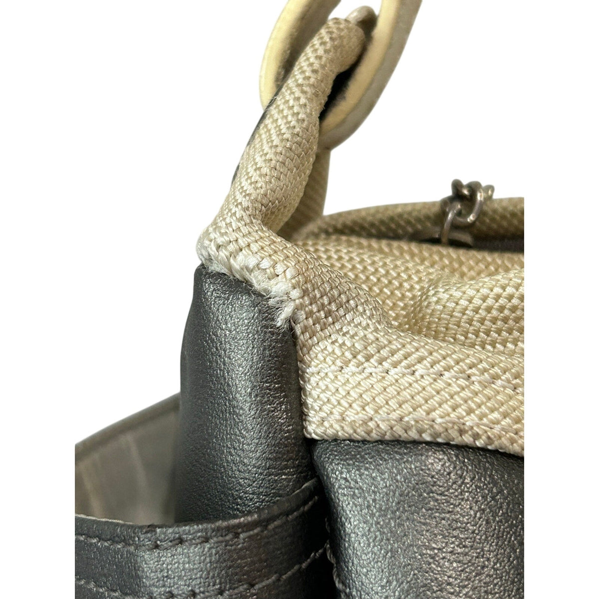 CHANEL Paris-Biarritz Tote Bag Hobo Bag CC Charm Metallic Silver Purse 12”