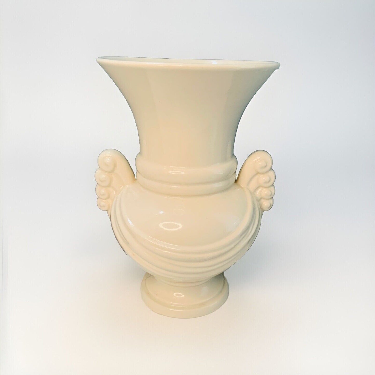 Abingdon USA Large Pottery Vase Ivory Cream Vintage White Art Deco Home Decor