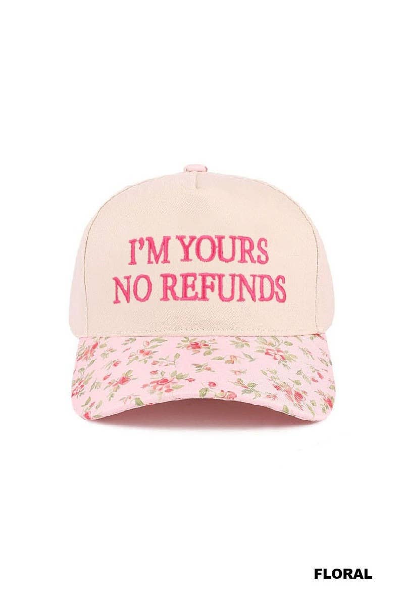 I'm Yours No Refunds Two Tone Canvas Cotton Cap: LEOPARD / 1(ONE SIZE)